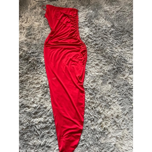 Princess Polly Blane Maxi Dress Womens 6 Red Bodycon One Shoulder Ruched - Picture 3 of 4